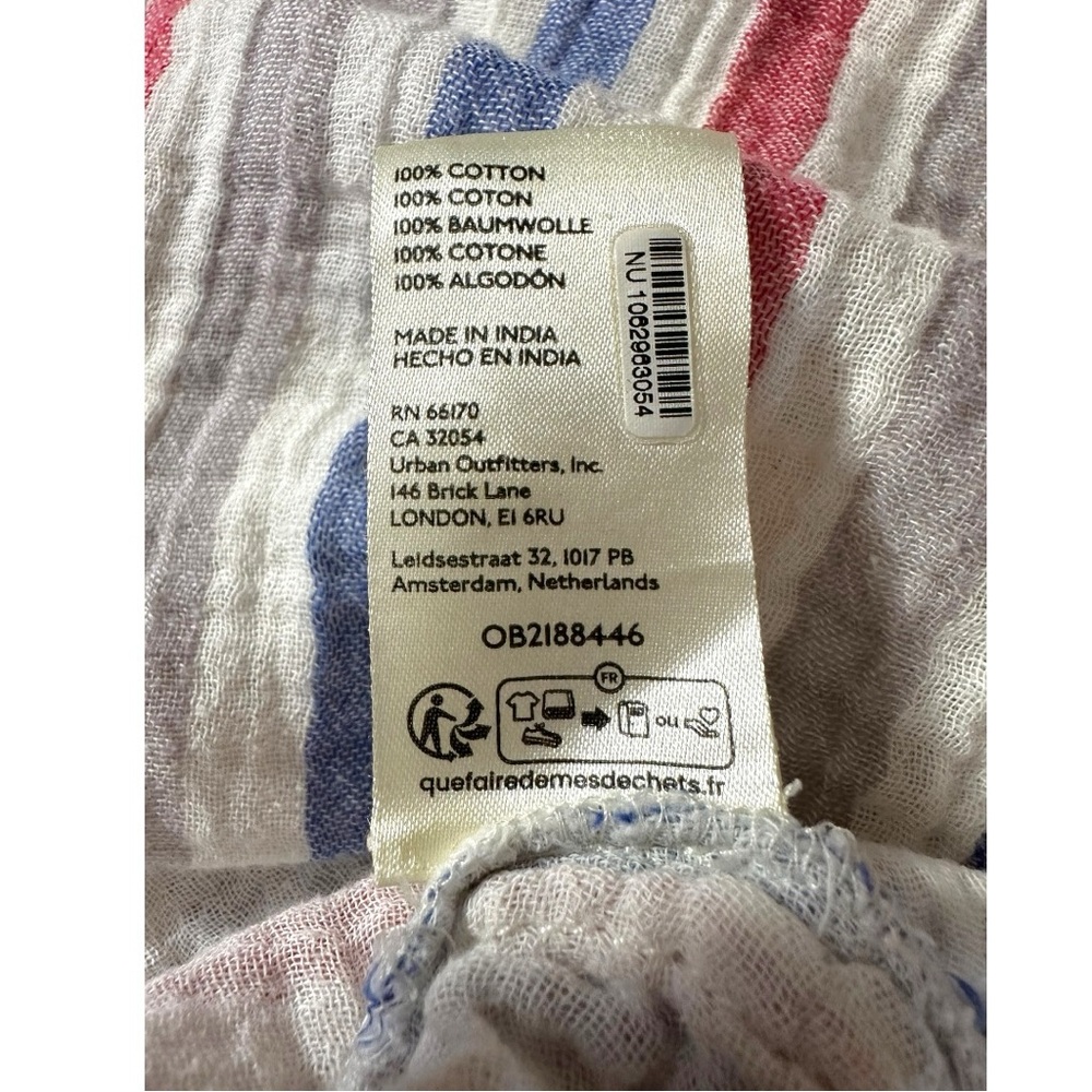 Free People Valley Double Gauze Cotton Striped Shirt Size XL Beach Coastal - Picture 10 of 11